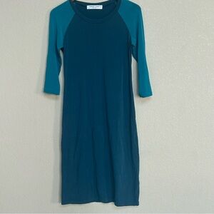 Sonnet James A Play Dress Women’s XS Teal Blue Colorblock Raglan Midi Dress